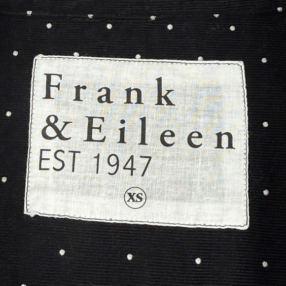 Frank & Eileen FRANK Shirt Size XS Black Corduroy Polka Dot Button-Up Cotton - Picture 4 of 16